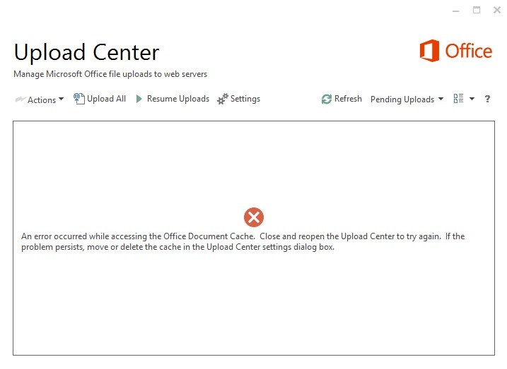 Microsoft upload center cache repair